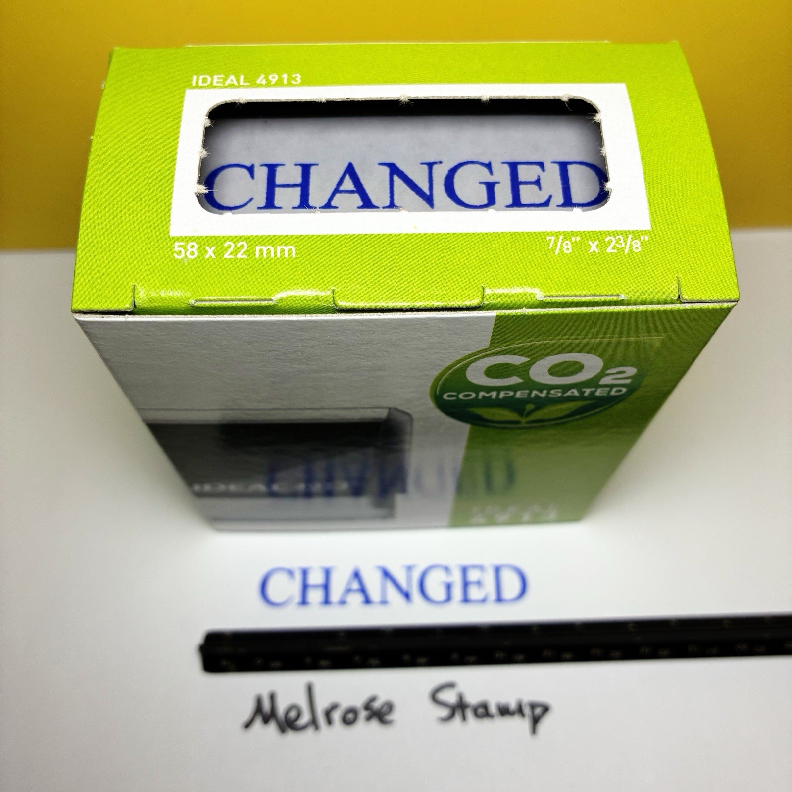 Changed Rubber Stamp Blue Ink Self Inking Ideal 4913