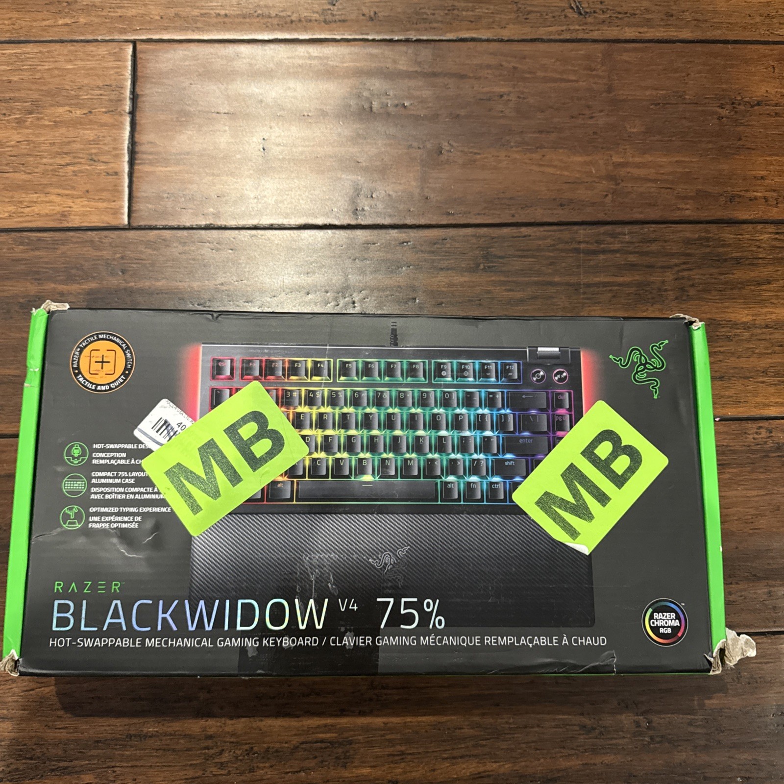 Razer Blackwidow V4 75% LED Gaming Keyboard OPEN BOX TESTED
