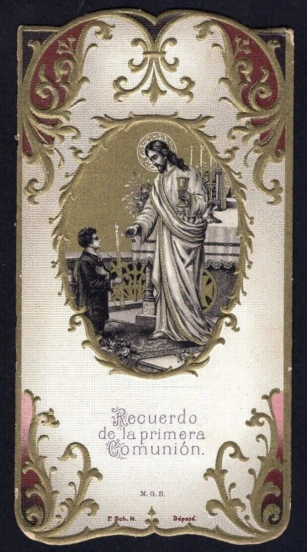 Holy card antique Jesus Primera Comunion santino image pieuses estampa