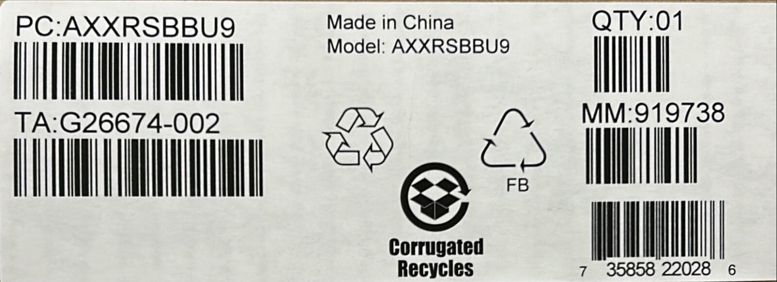 Intel AXXRSBBU9 RAID Smart Battery for mainstream RS25 family NEW BROWN BOX