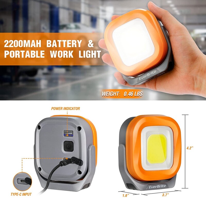 1000Lumen USB Rechargeable LED Work Light Magnetic Super Bright Worklight 2-PACK