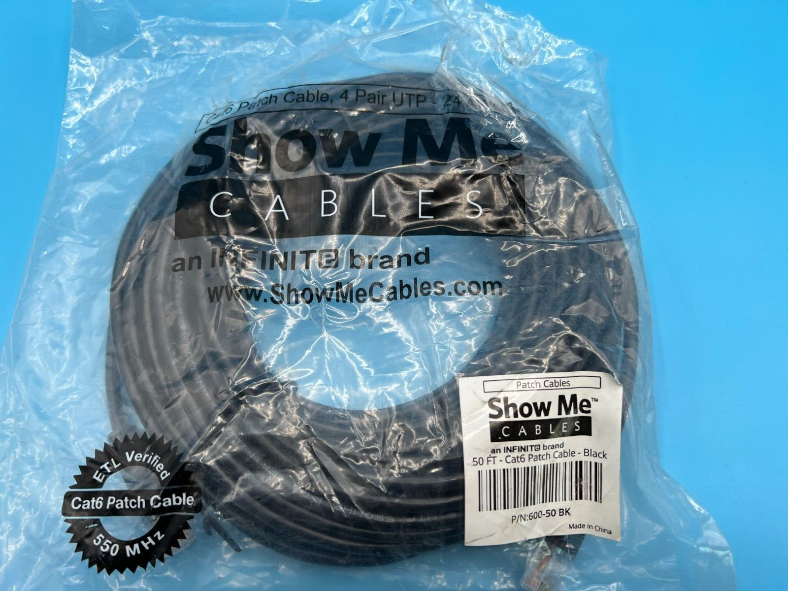 SHOW ME CABLES #600-50 BK 50ft CAT6 PATCH CABLE BLACK