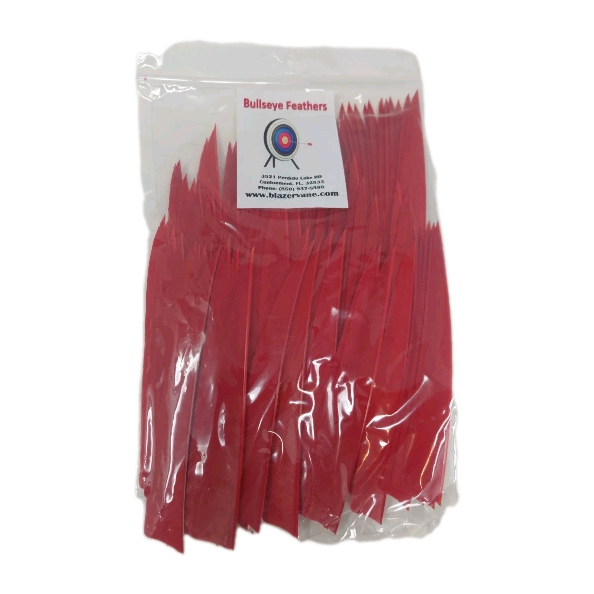100pk Bullseye Archery Feathers 5" Right Wing: Shield Solid Hoyt Red