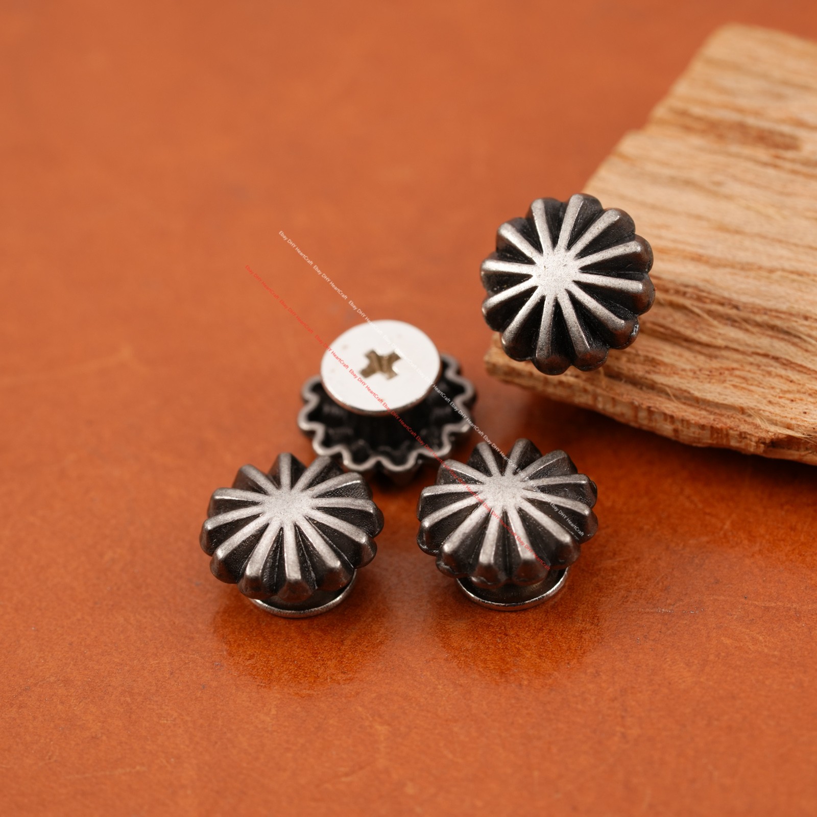 30X 10MM Small Western Gunmetal Floral Metal Conchos For Belt Leathercraft Decor