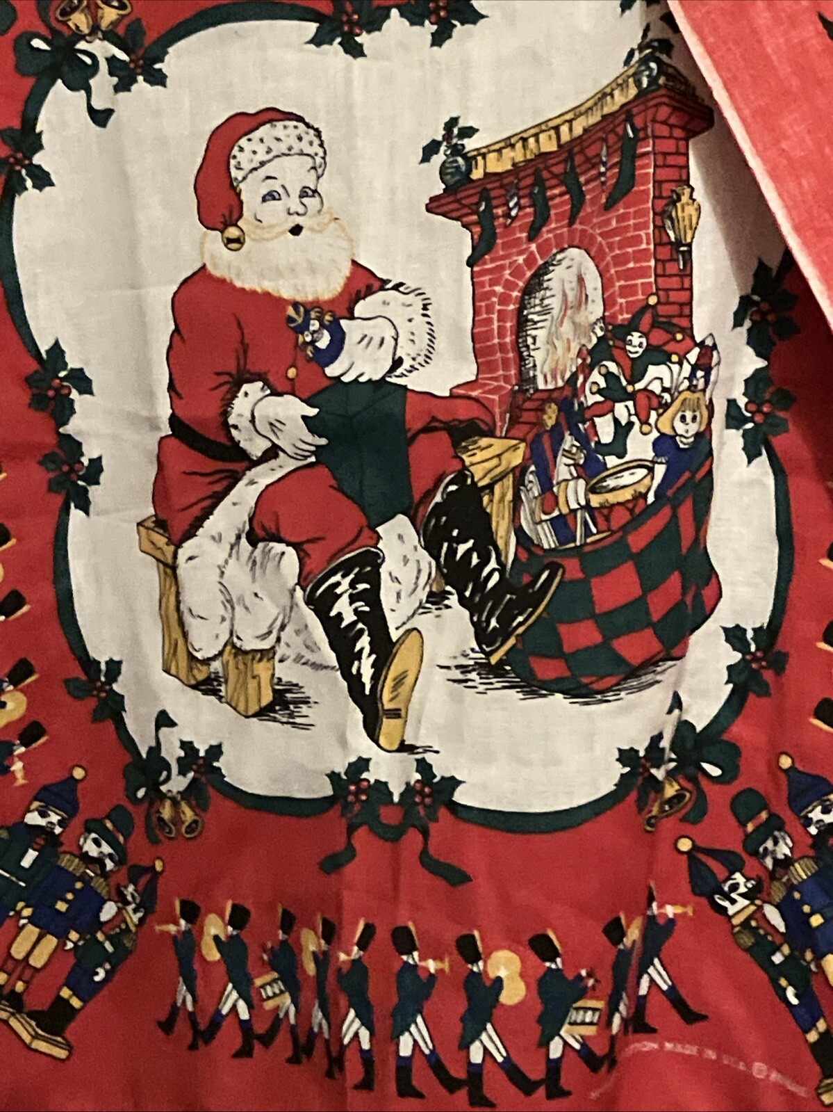 22” Square Santa/Holiday Cotton Poly Scarf, Made in USA