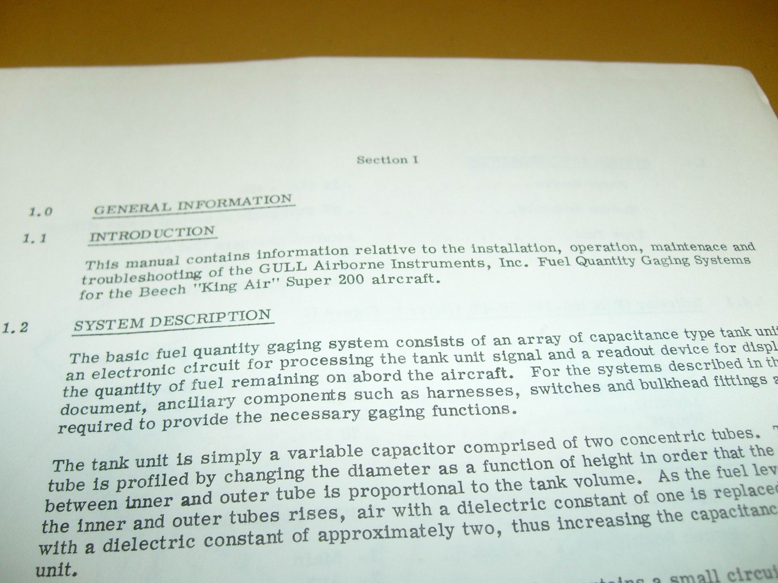 Gull Airborne Fuel Quantity System in Super King Air 200 Maintenance Manual