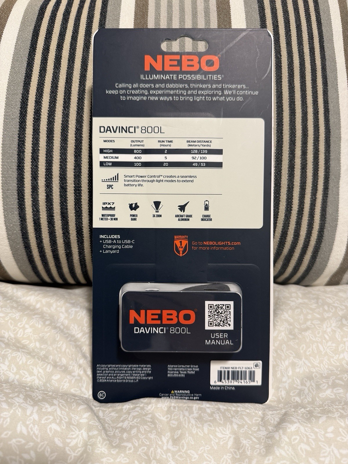 NEBO DaVinci 800 Lumens Rechargeable LED Flashlight