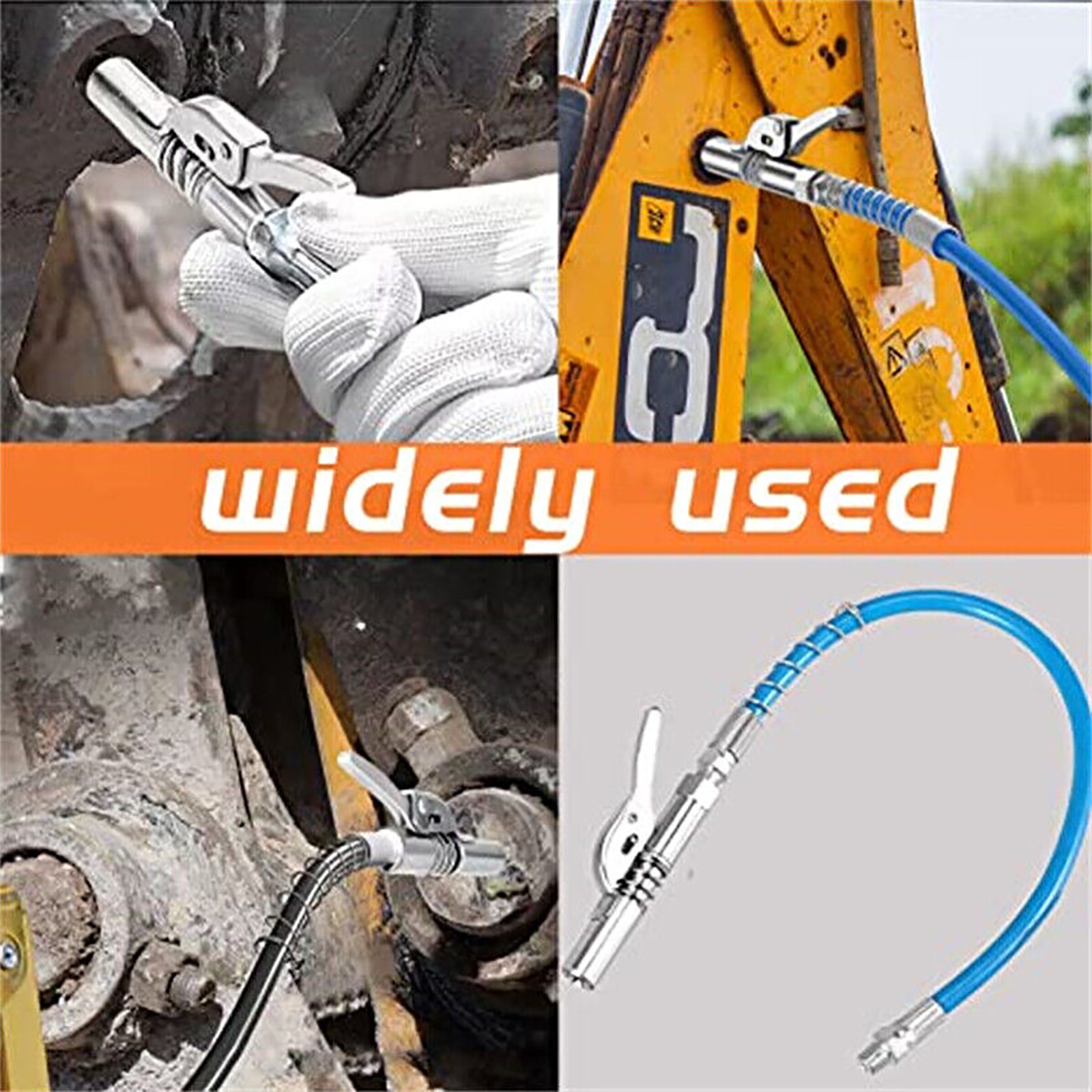 2x High Pressure Grease Gun Coupler Quick Release Lock Oil Injection Nozzle