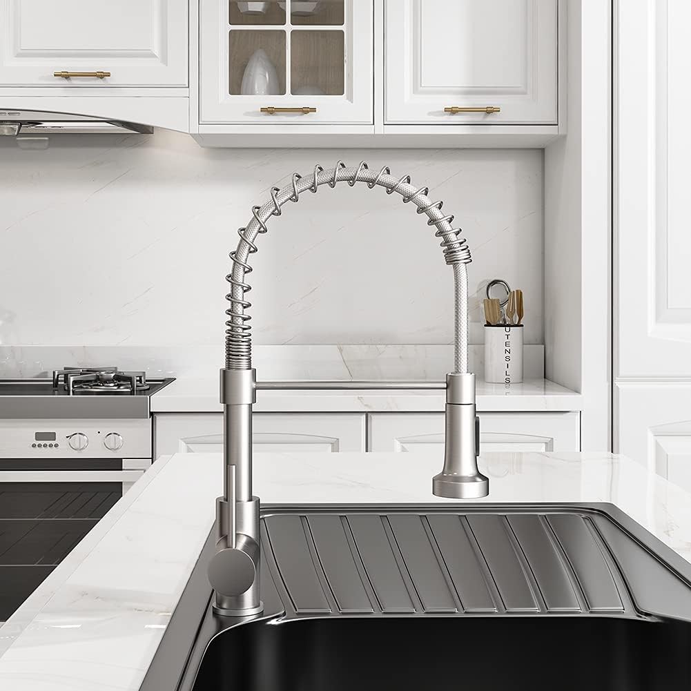 Kitchen Faucet with Pull Down Sprayer 1 Standard, 1 Brushed Nickel