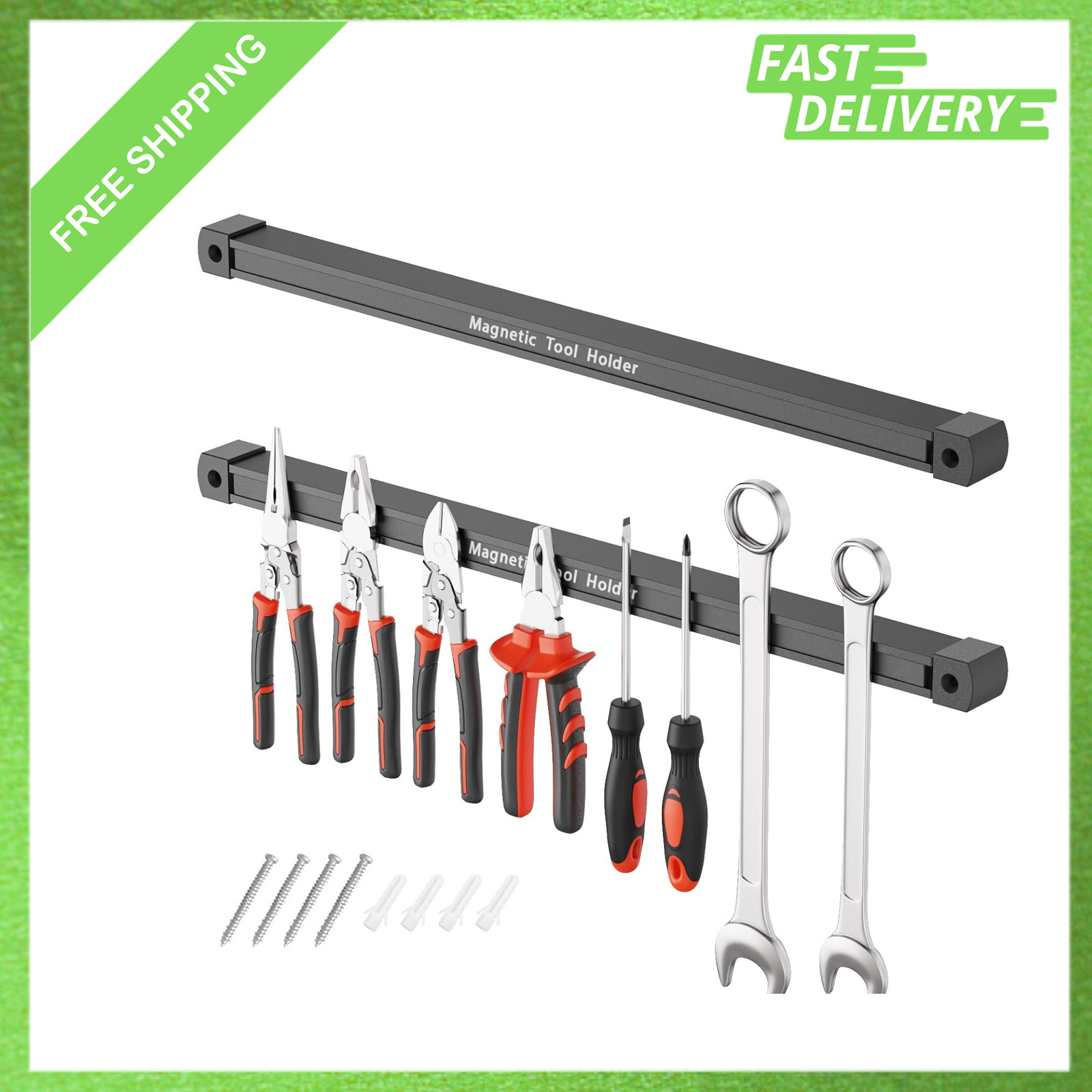 17 Inch Magnetic Tool Holder Wall Mount Heavy Duty Magnet Screws Wrenches Pliers