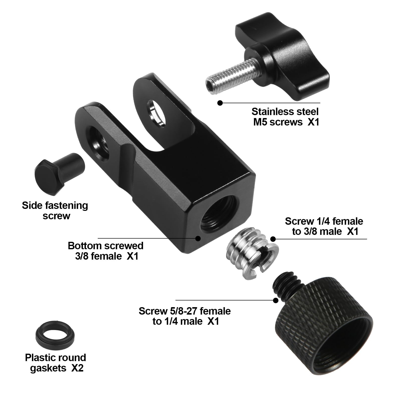 Microphone Mount Adapter for Hyperx Quadcast with 3/8" or 1/4" Screw M, black