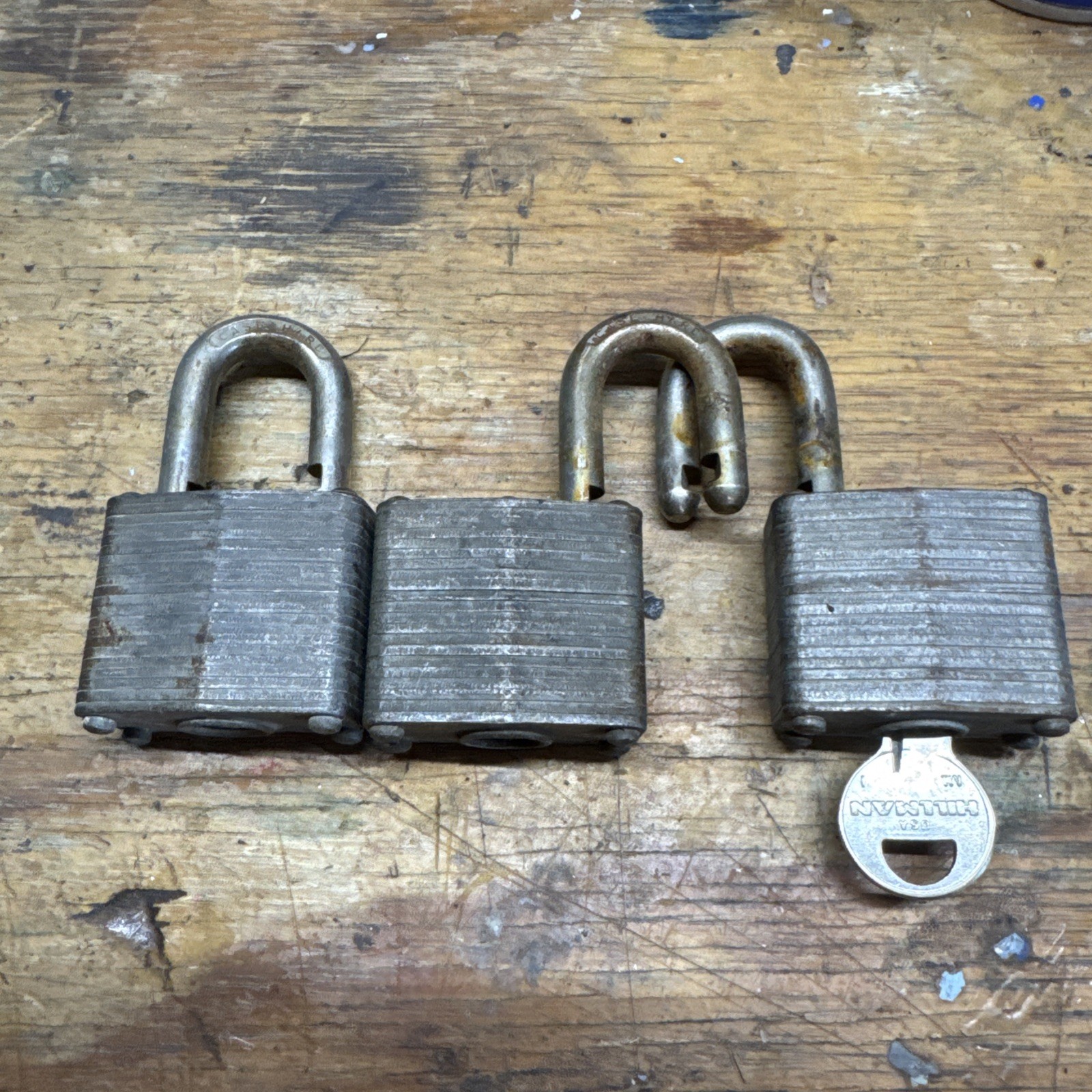 3 Keyed-Alike Master Lock No. 3 Padlocks With 1 Key Older Locks