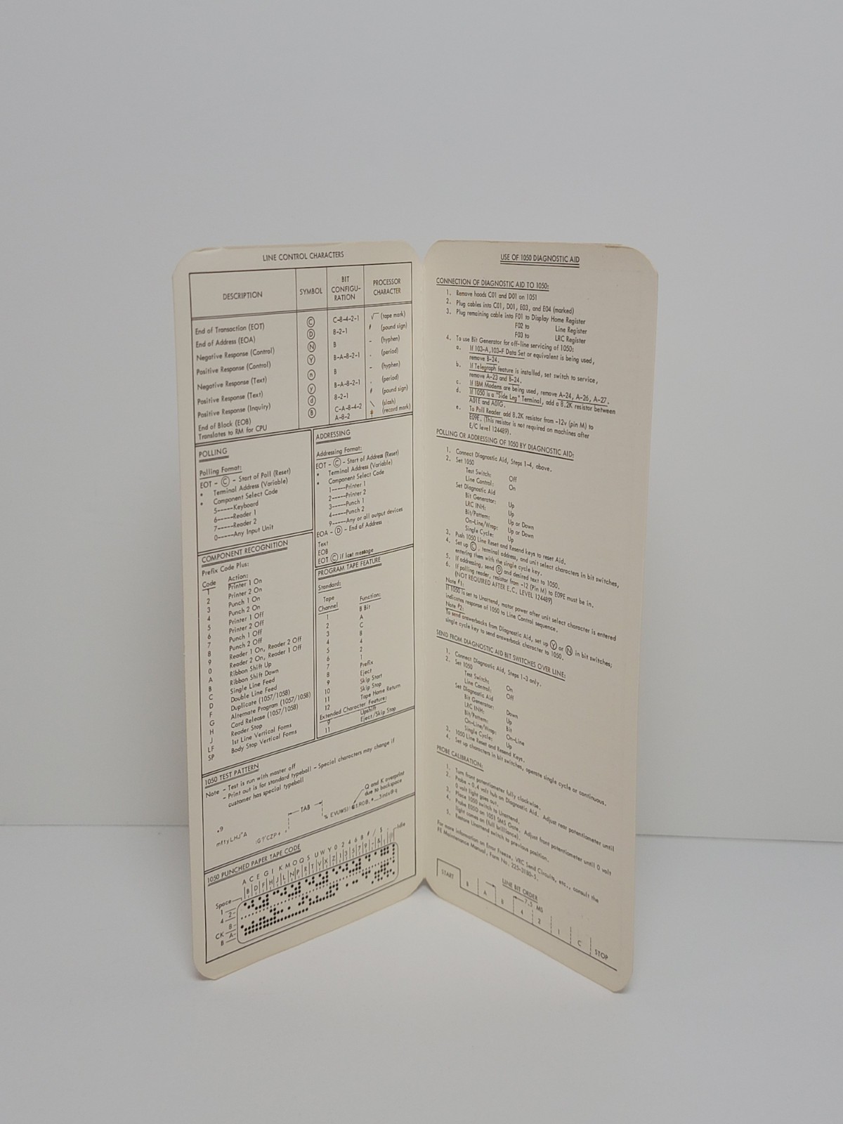 IBM 1050 Character Reference Chart Original 1964