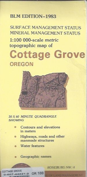 BLM 1:100,000 edition topographic map Cottage Grove Oregon