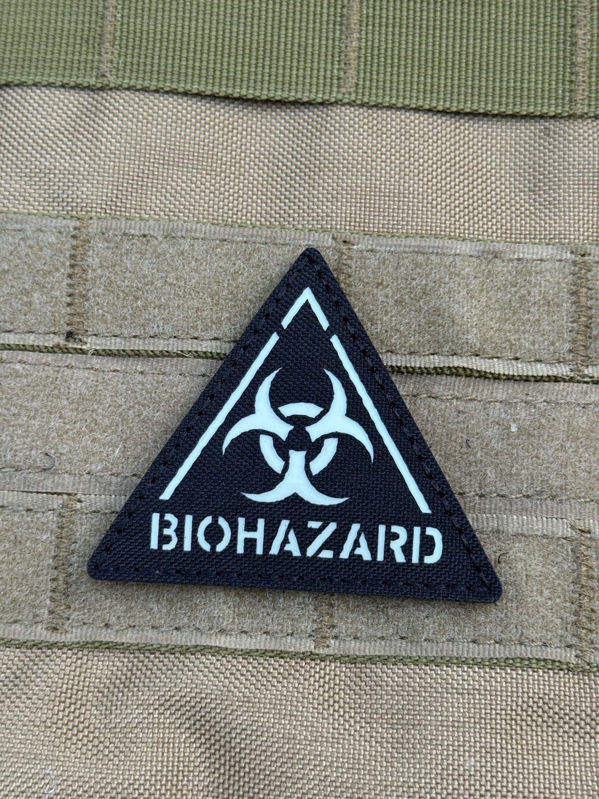 Biohazard IR Reflective Glow In Dark Patch Hook Loop Black