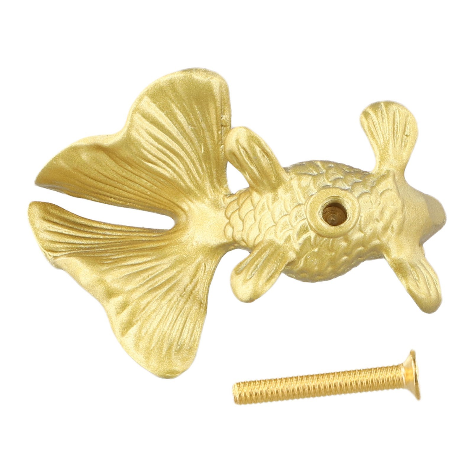Striking Goldfish Patterned Cabinet Handle Knobs Solid Brass Construction