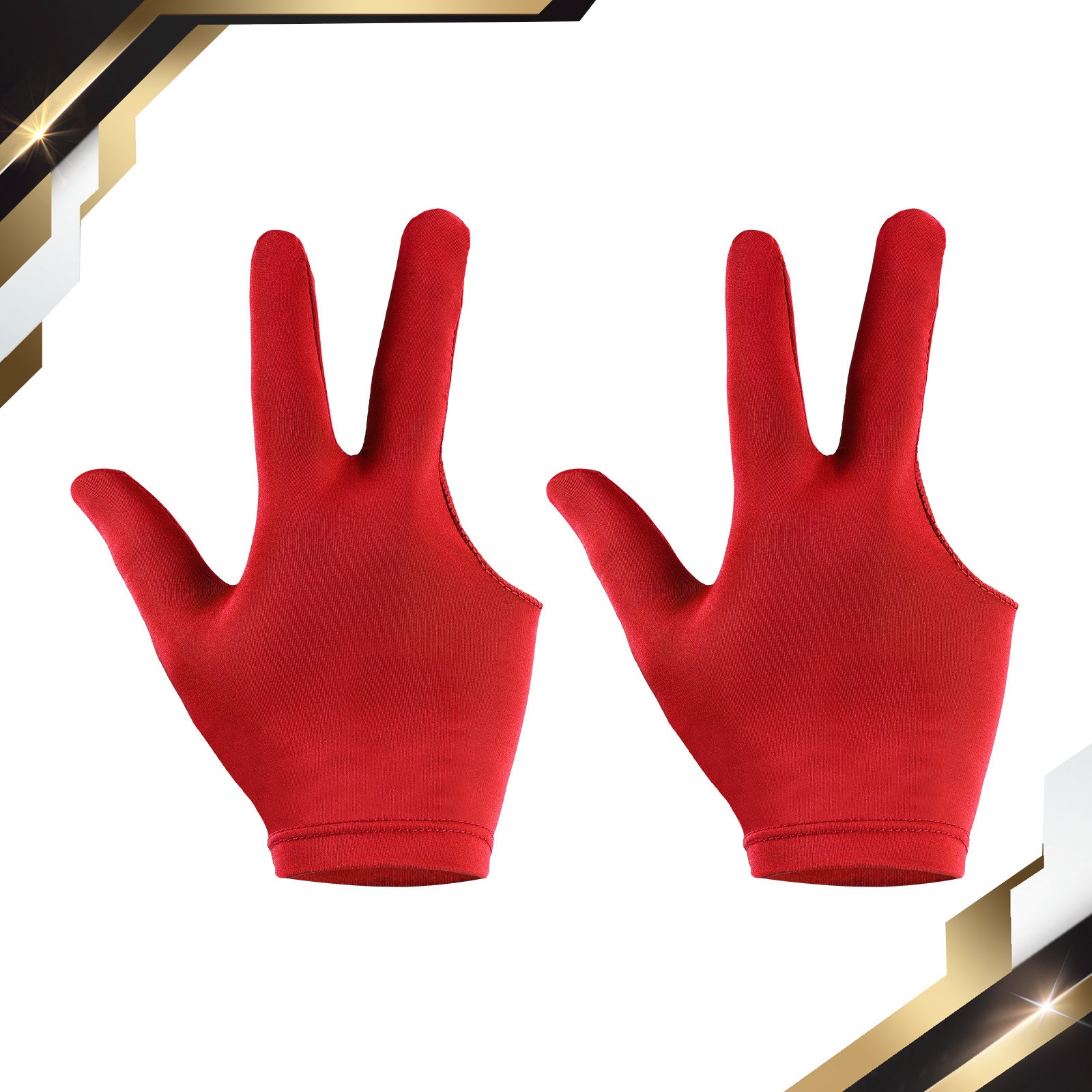 2Pack 3 Fingers Pool Gloves Billiard Gloves Hand Show Gloves Pool Cue Glove Red