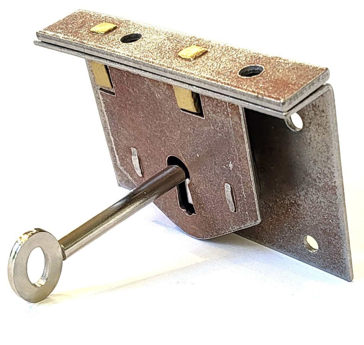 Large steel box lock. Chest coffer trunk antique furniture restoration key link