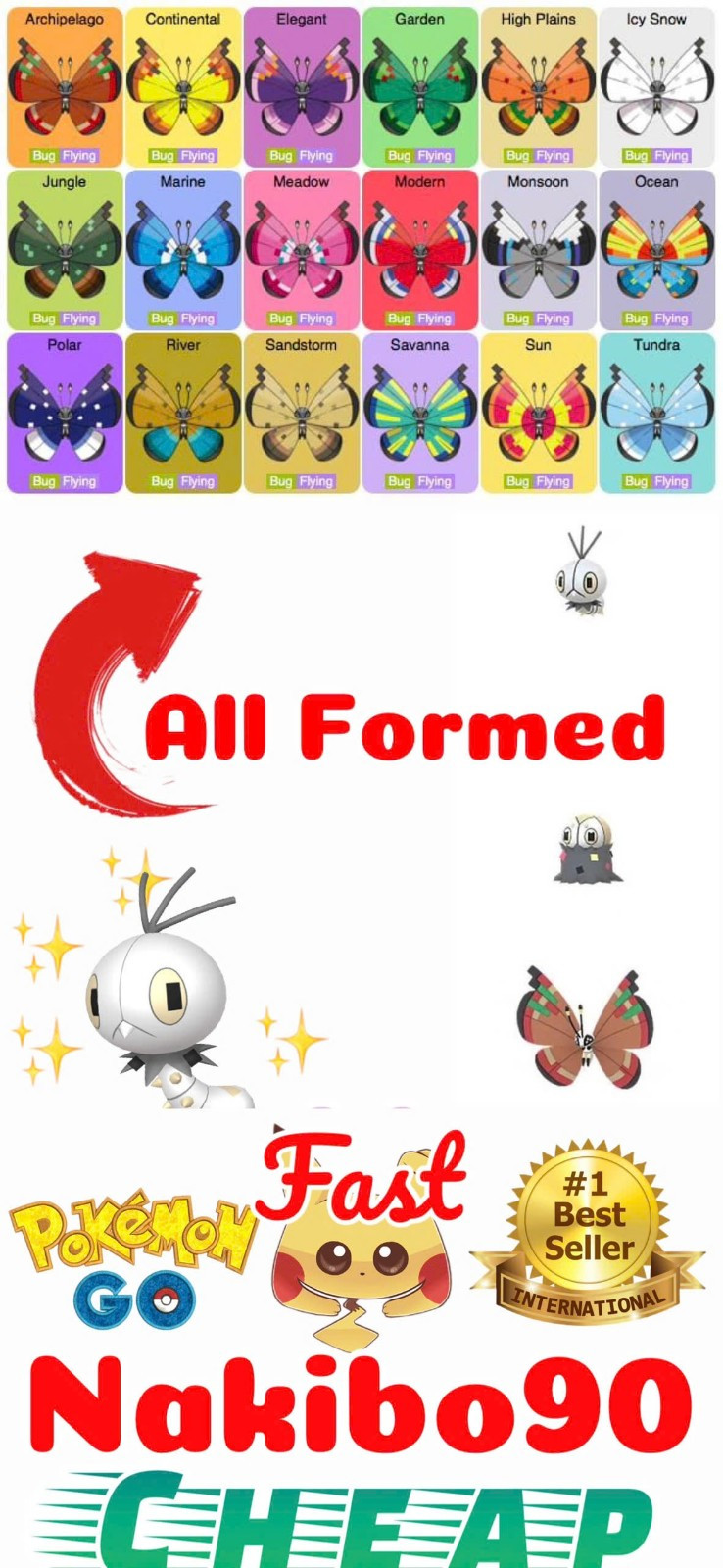 Pokemon✨Shiny Scatterbug All Formed✨Tra-de✨Go✨P’TC✨Read Description✨