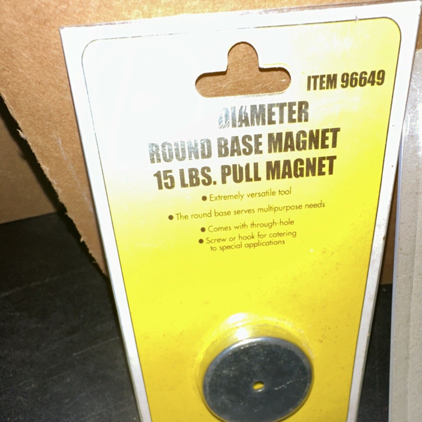 Round Base Magnet Silver 1.5" Diameter 15 lbs Pull Strength MPN 96649
