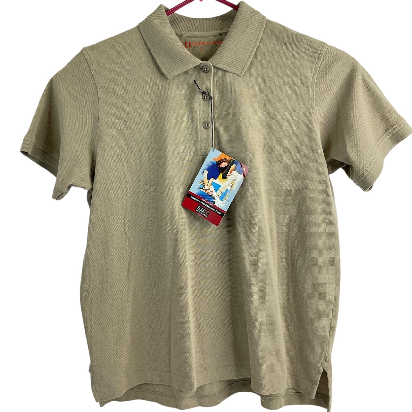 5.11 Tactical Shirt Womens Sz M Silver Tan S/S Professional Polo 31140 Nwt $66