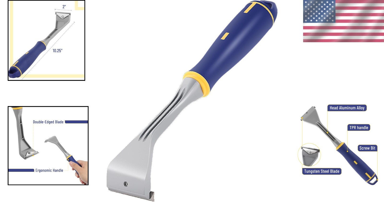 High-Performance Bates Paint Scraper - 2-Inch Tungsten Steel Blade for Precision