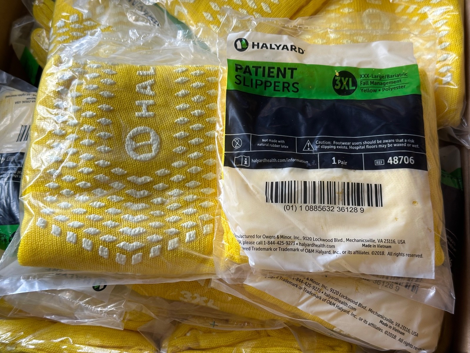 48 Pairs - Halyard 4870600 Patient Slippers XXXL/Bariatric Yellow 48706 3XL