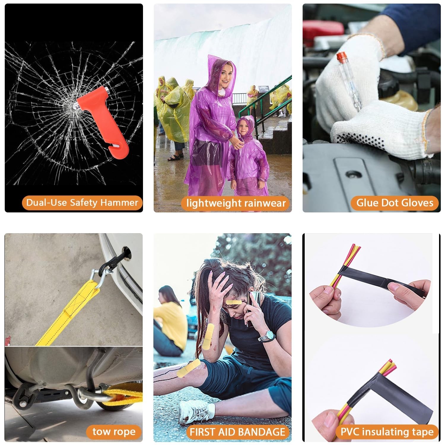 Emergency Roadside Kit with Jumper Cables, Car Safety Essentials & Tools