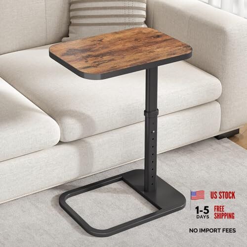 TV Tray Table, Adjustable Height & Flip-Top & Rounded Metal Brown Standard