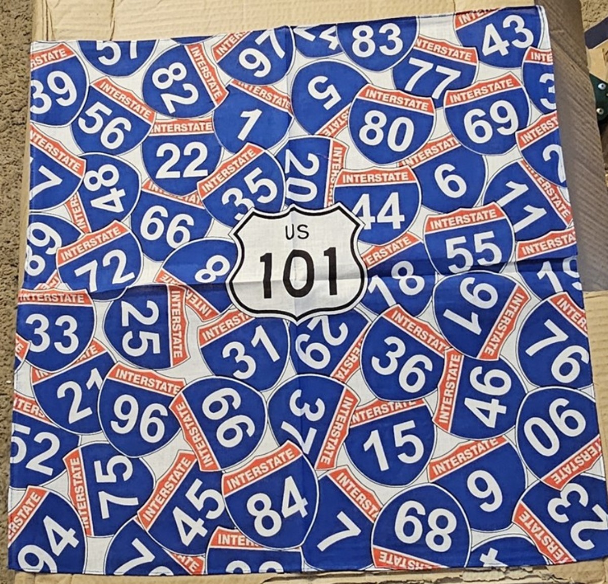 UNITED STATES INTERSTATE HIGHWAY SIGNS HANDKERCHIEF BANDANA ( SET OF 3 )