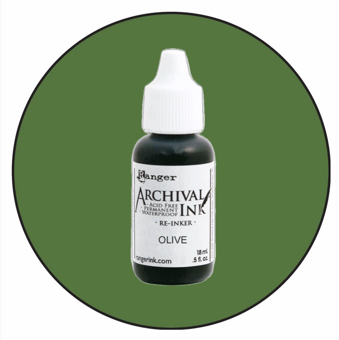 Ranger Archival Re-inker Olive .5 Fl. Oz. Permanent Acid Free For Ink Pad
