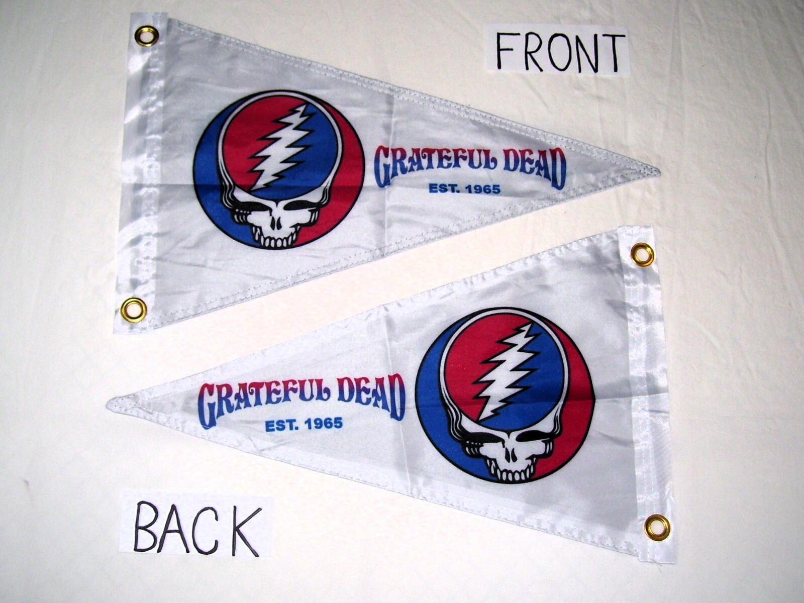 GRATEFUL DEAD 12" X 20" FLAG PENNANT ESTABLISHED 1965 **DOUBLES-SIDED**