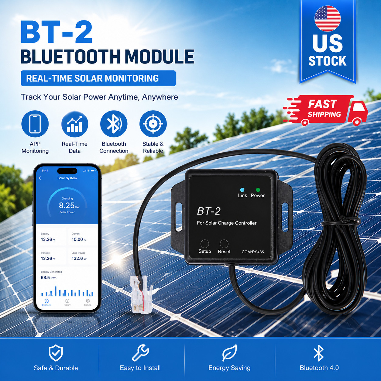 BT-02 Bluetooth Monitor Module Use For Solar Charge Controller Bluetooth Adapter