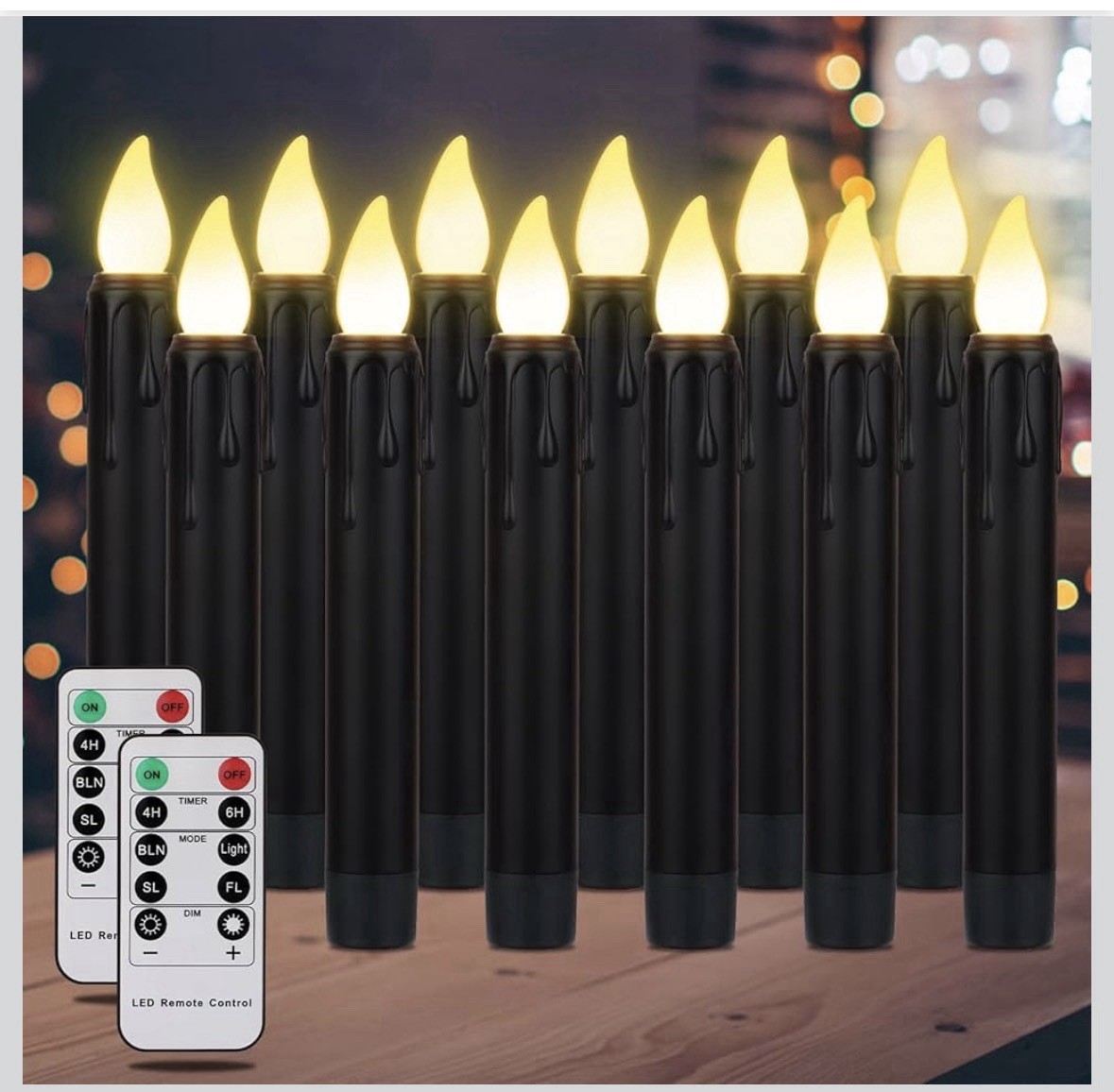 12 PCS Halloween LED Taper Candle Battery Operated Window Candles Flameless C...