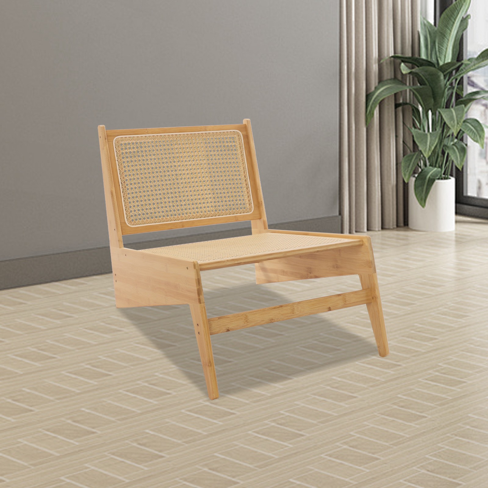 Home Bamboo Chair, Accent Chair, Comfy Bamboo Chairs, 53x64x58cm, Wood Color