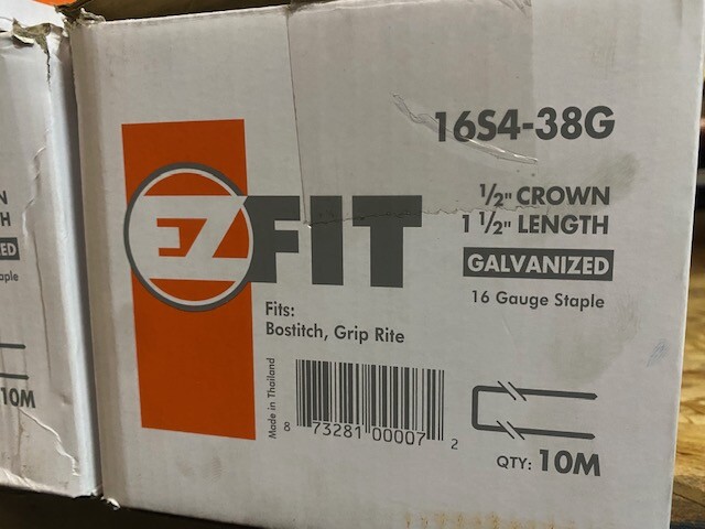 10,000 Pack EZFIT Staples 16S4-38 Galvanized, 16 Gauge, Fits Bostitch, Grip Rite