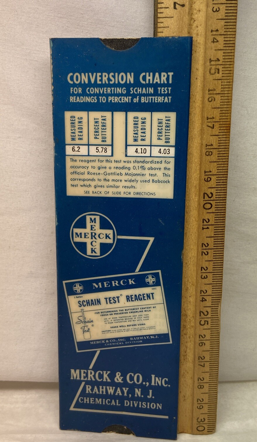 Conversion Chart Schain Test To % Butterfat Farm Farming Dairy Merck Rahway NJ