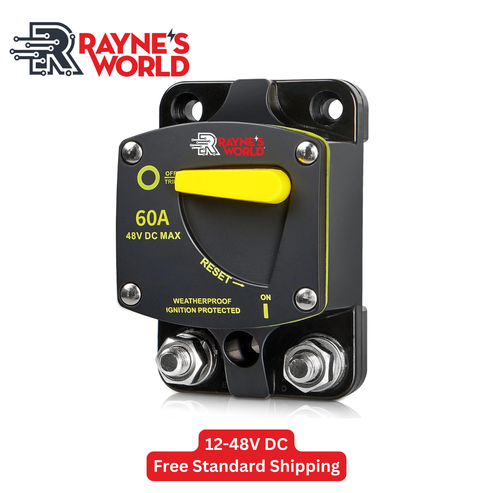 60 Amp 12-48V DC Circuit Breaker Heavy Duty  Cars/Amps/Boats/Solar/Inverter/RV