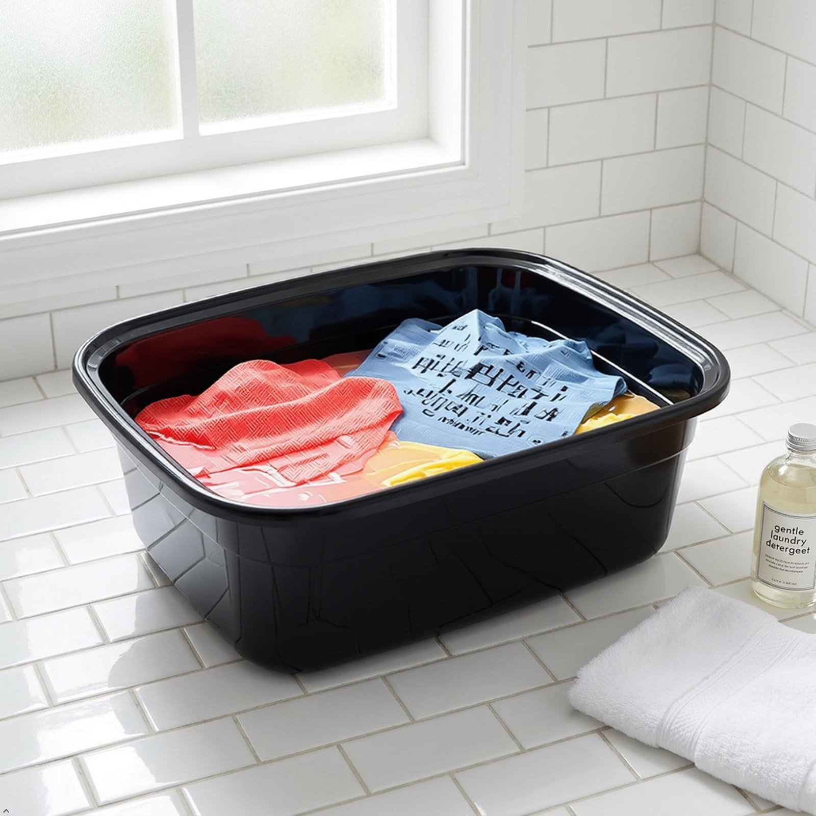 14 Quart Plastic Dish Pans, Black Wash Basin, Black