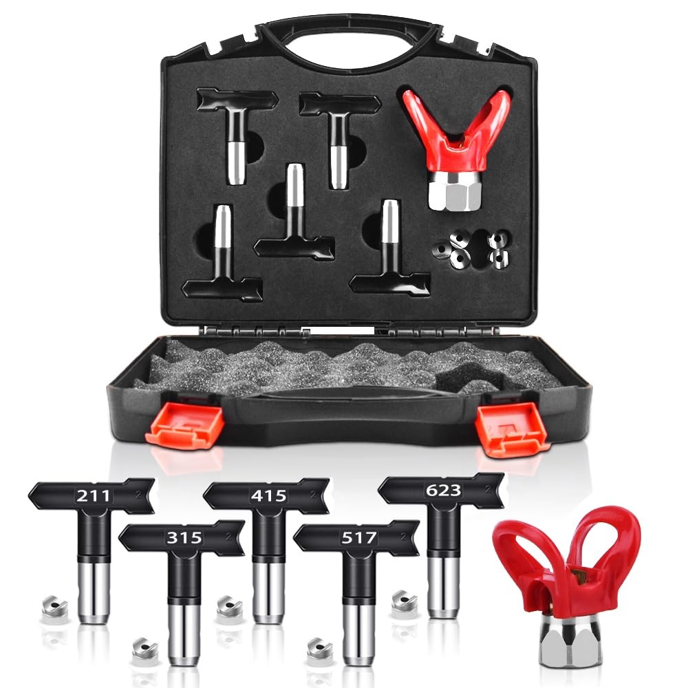 6Pcs Airless Sprayer Tips Kit 211-623 Paint Gun Nozzle with Storage Case