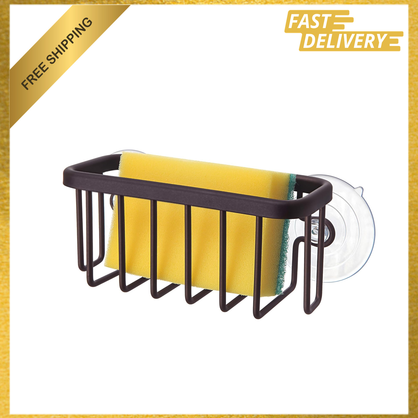 NeverRust Aluminum Sink Caddy for Kitchen Bathroom Sponges Scrubbers Adhesive