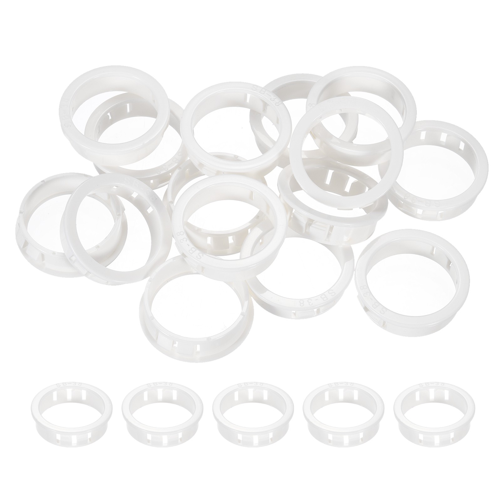 15pcs Wire Grommet, 37.6mm Mounting Dia Plastic Grommets Cable Hose Snap, White