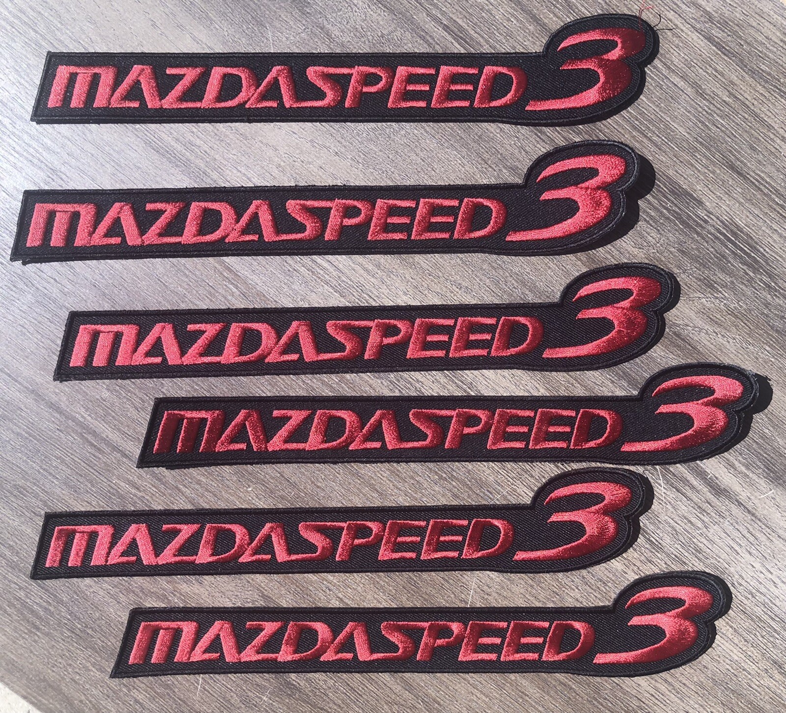 Set Of Six (6) MazdaSpeed3 Embroidered Patches 9”x 2” Mazda
