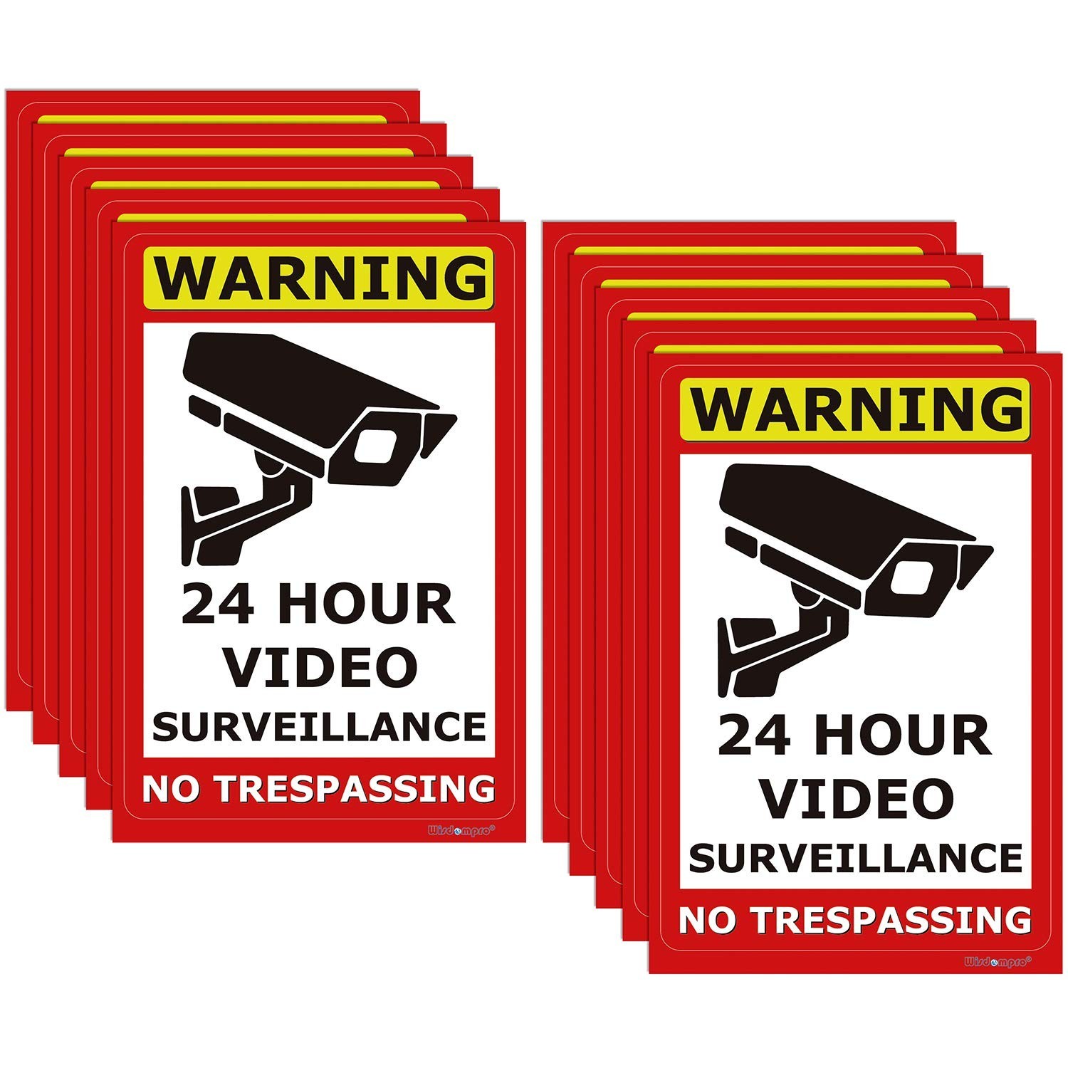 UV Resistant 10 Pack Video Surveillance Signs - Secure Your Property Effectively