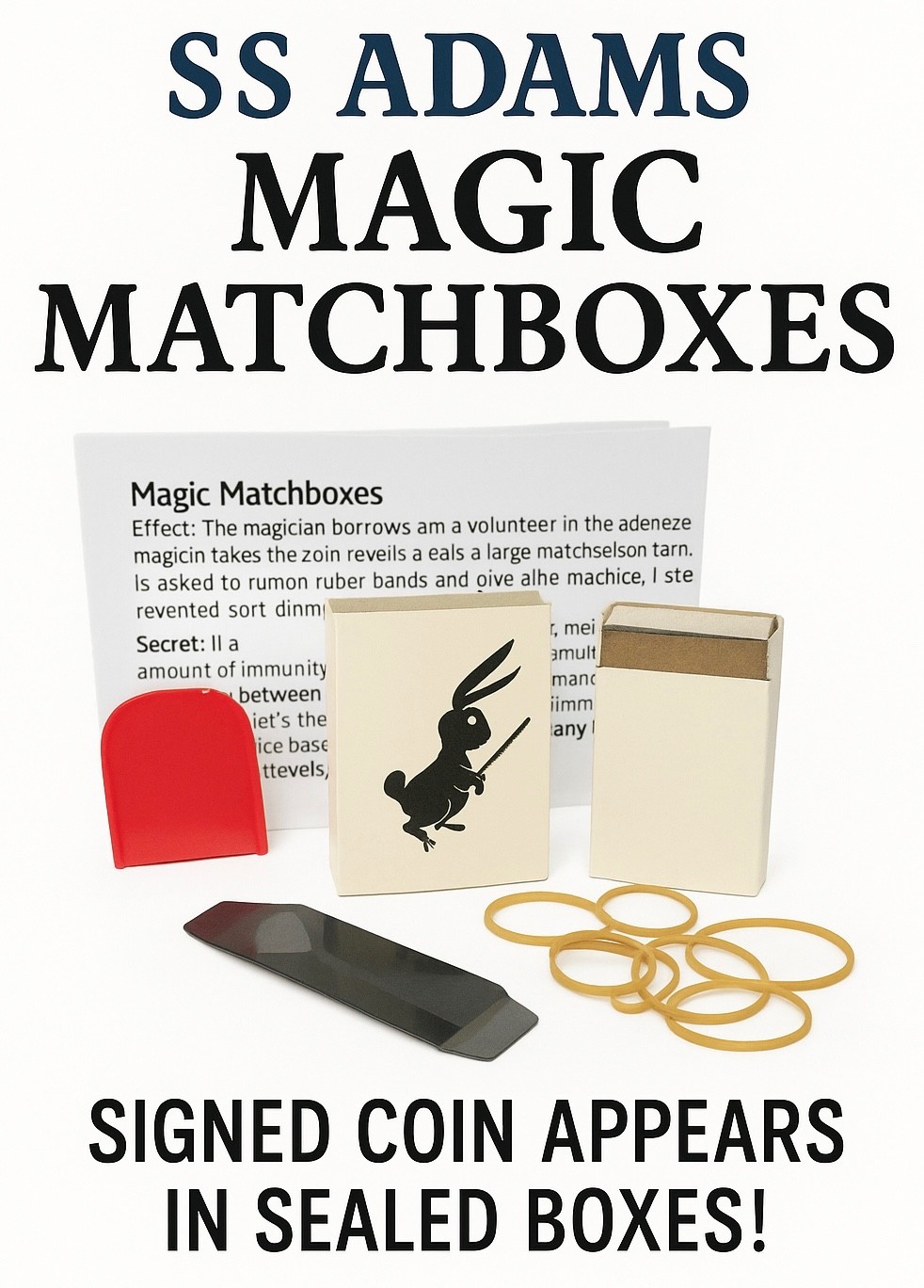 ADAMS MATCH BOX MAGIC TRICK Appearing Coin In Nesting Boxes & Bag Beginner Set