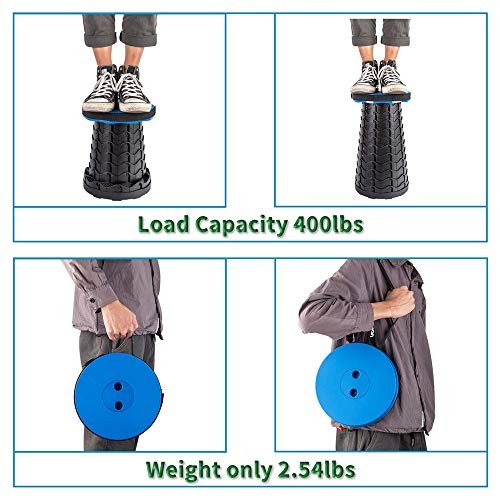 Boreeman Upgraded Folding Stool Lightweight Yet More Sturdy with Load 1 Blue