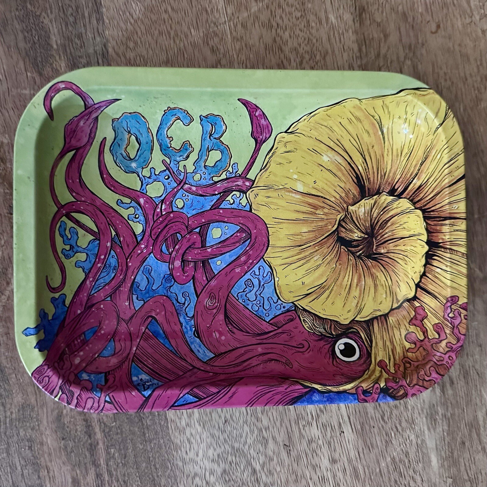 OCB Medium Cephalopod Metal Rolling Tray 11x7 Trinket Dish Art Gift Quick Ship!