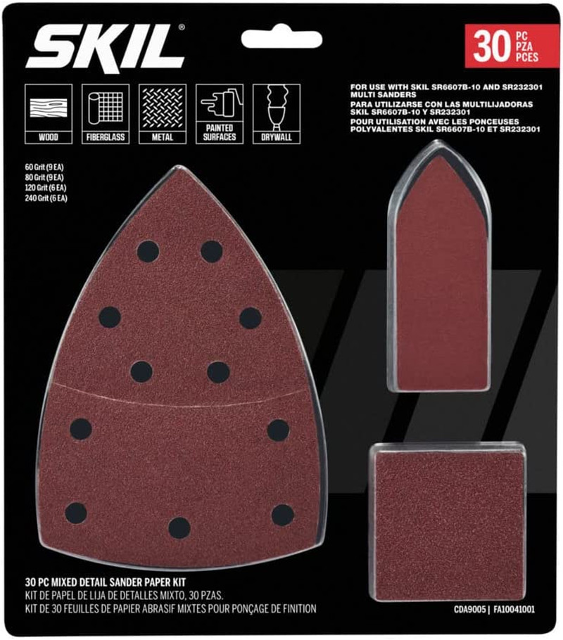 SKIL 30-Piece Mixed 60/80/120/240 Grits Detailed Sand Paper Kit for SKIL Sanders