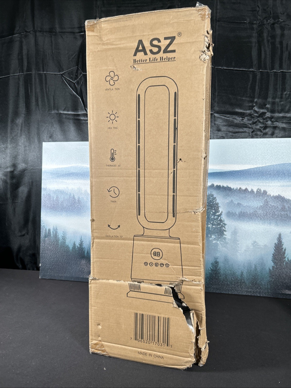 ASZ Tower Space Heater Bladeless with Thermostat- Oscillating Digital