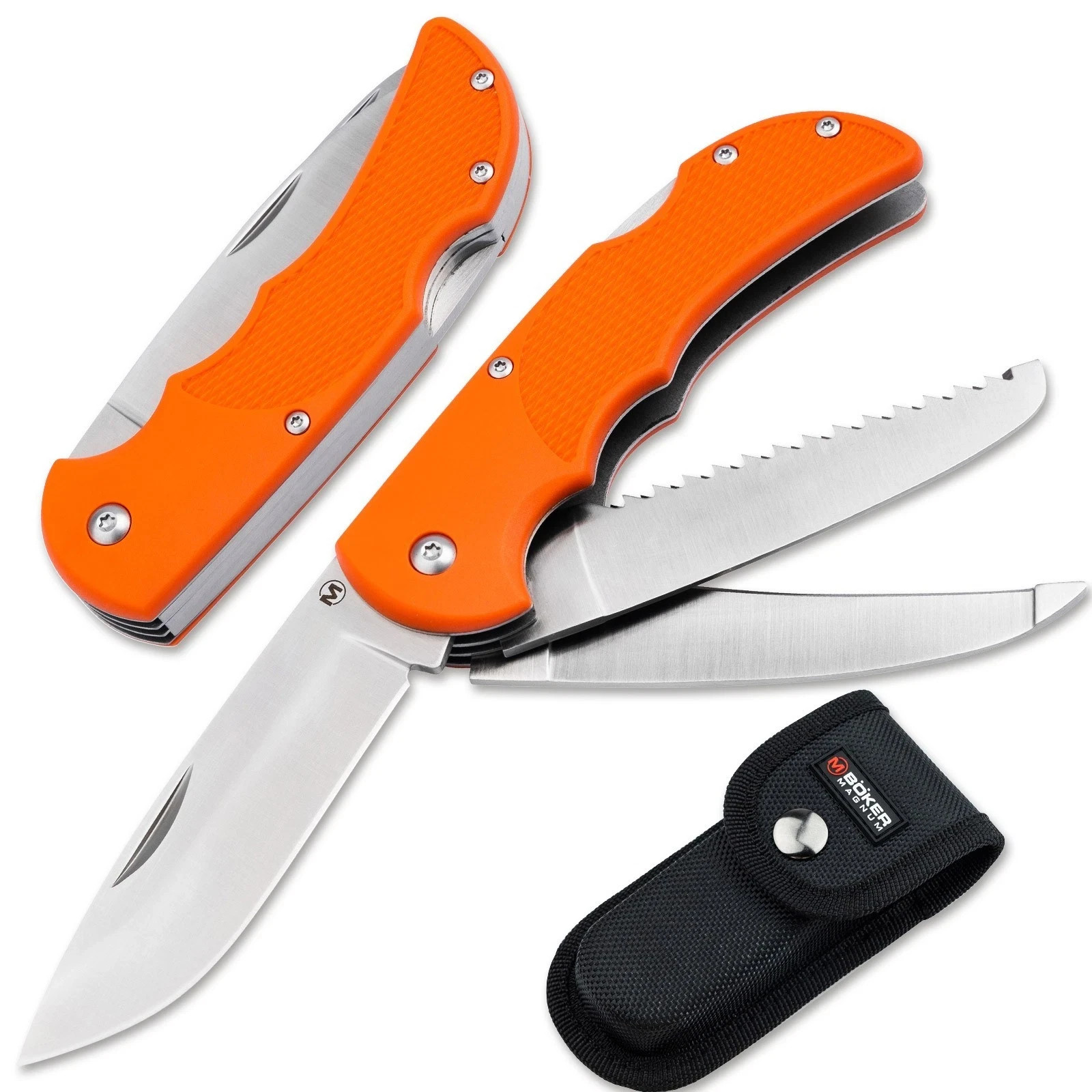 BOKER MAGNUM HL Triple Folding Hunting Knife 3.31" Blade 440C FRN Saw 01RY804